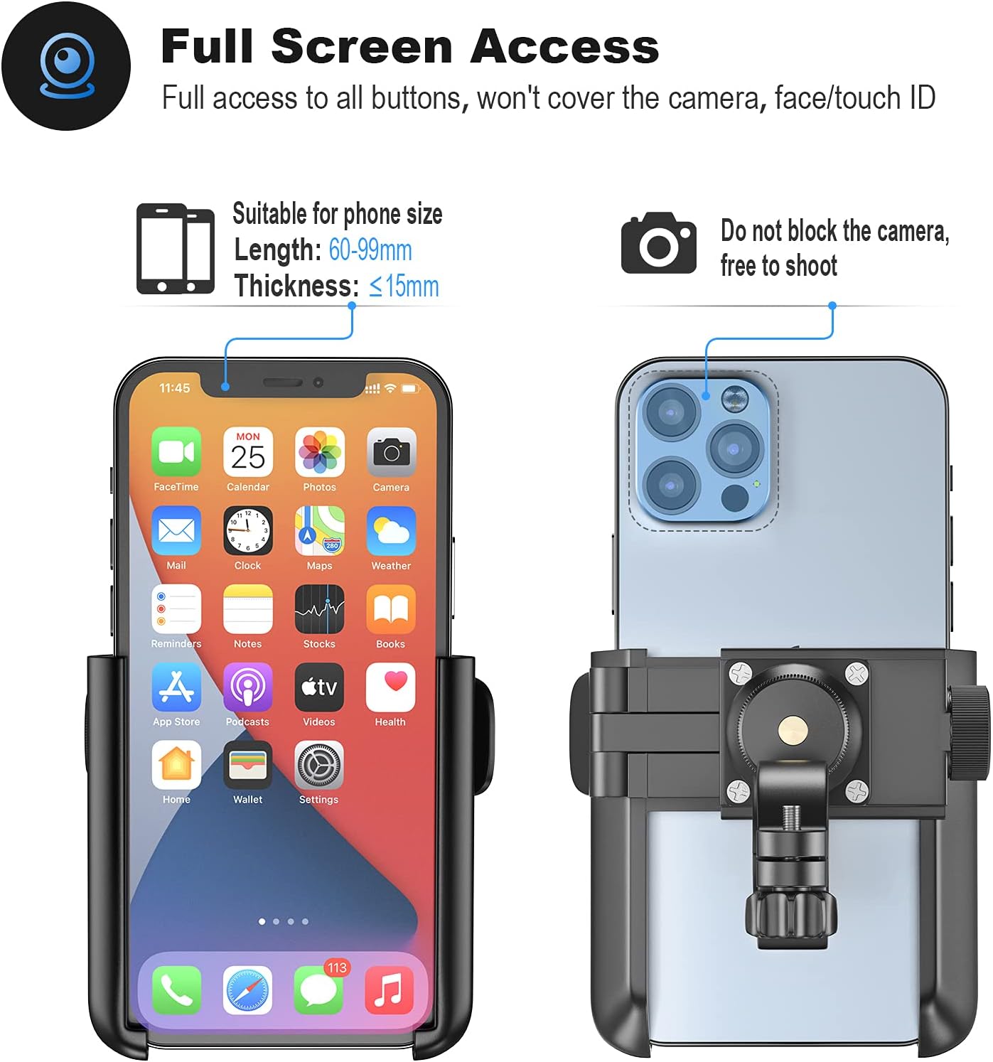 Handlebar Cell Phone Holder, 360 Degree Adjustable, Quick Release, Motorcycle, Bicycle, Scooter etc.