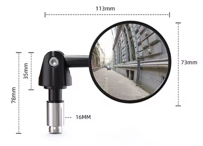 Bar End Round Metal Mirror - Single