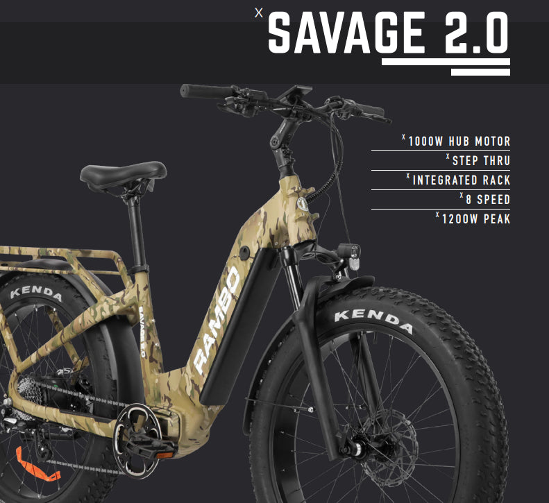 RAMBO Savage 2.0 - 750-1000W Step Thru Hunting Electric Bike